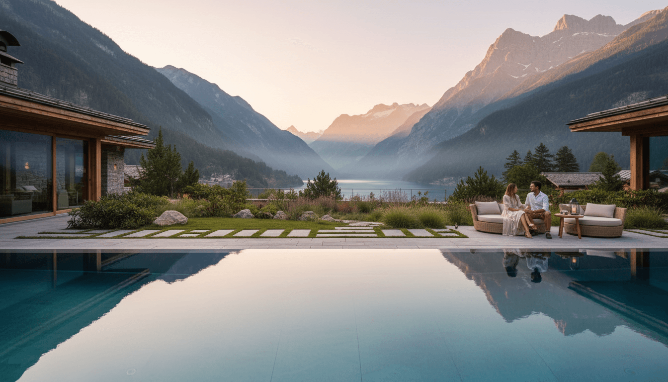 Piscina a sfioro con vista lago