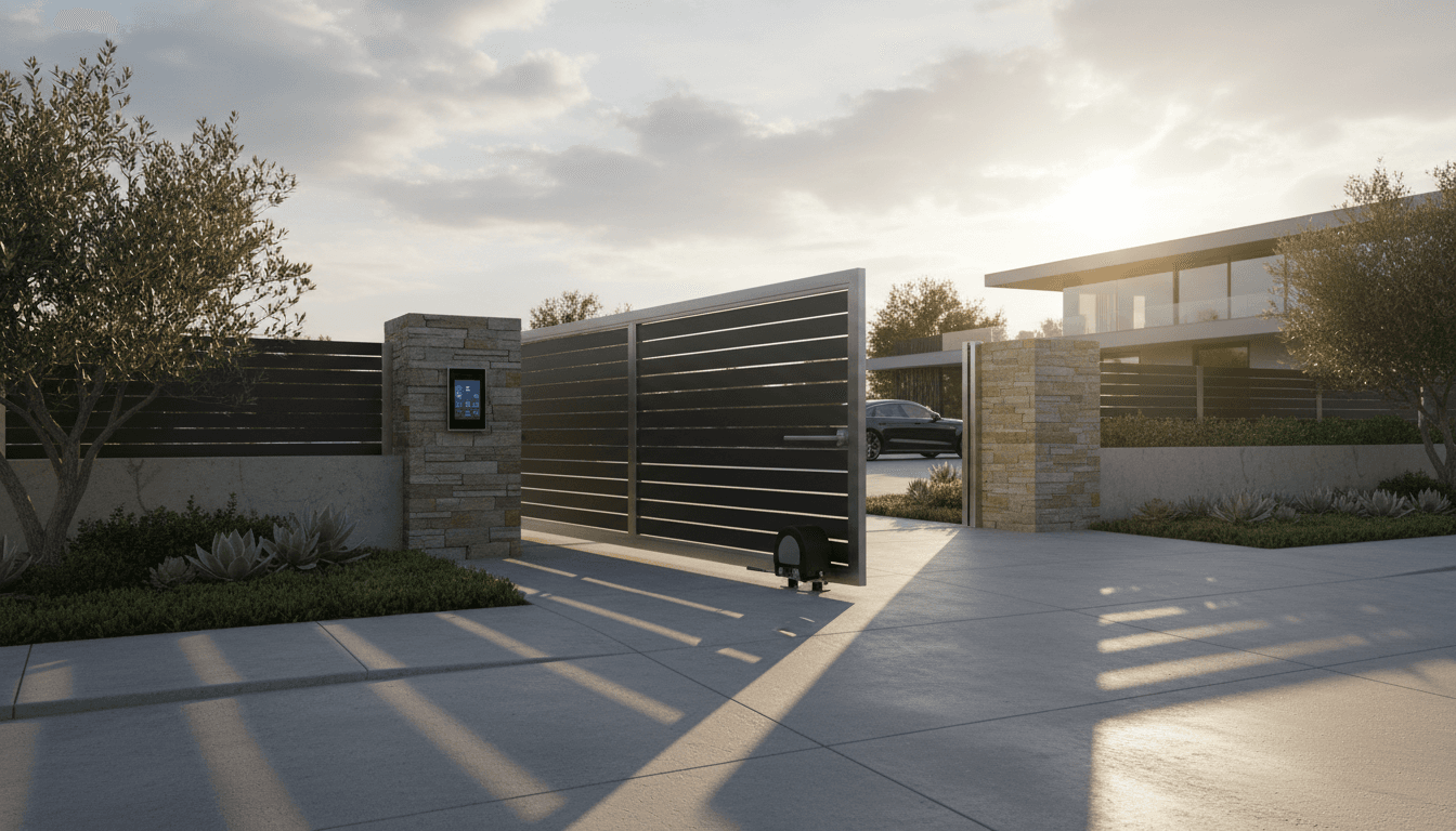 Ingresso privato della villa con vialetto immerso nel verde