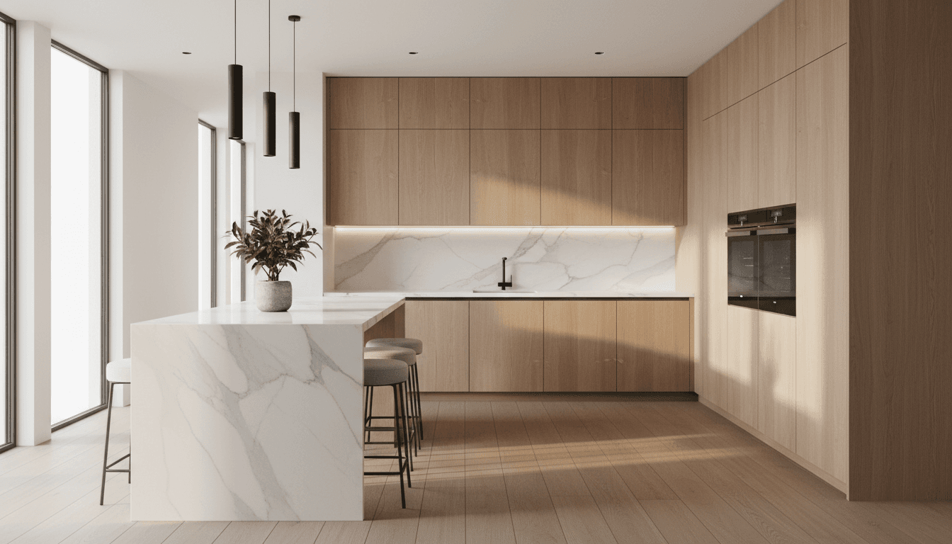 Cucina moderna con vista lago